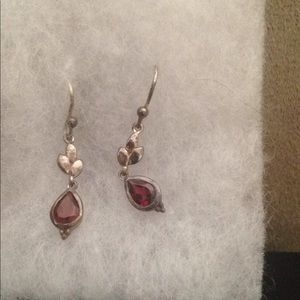 Sterling silver ruby earrings new without tags